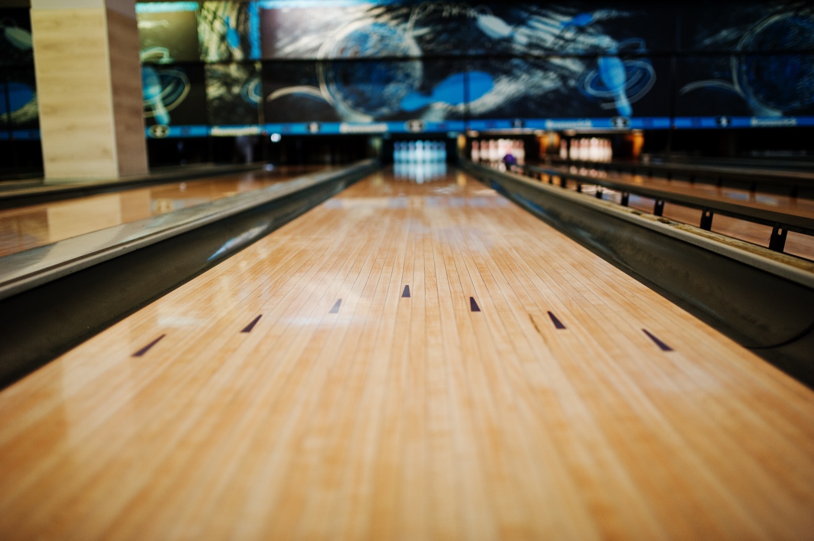 Modern bowling alley lanes