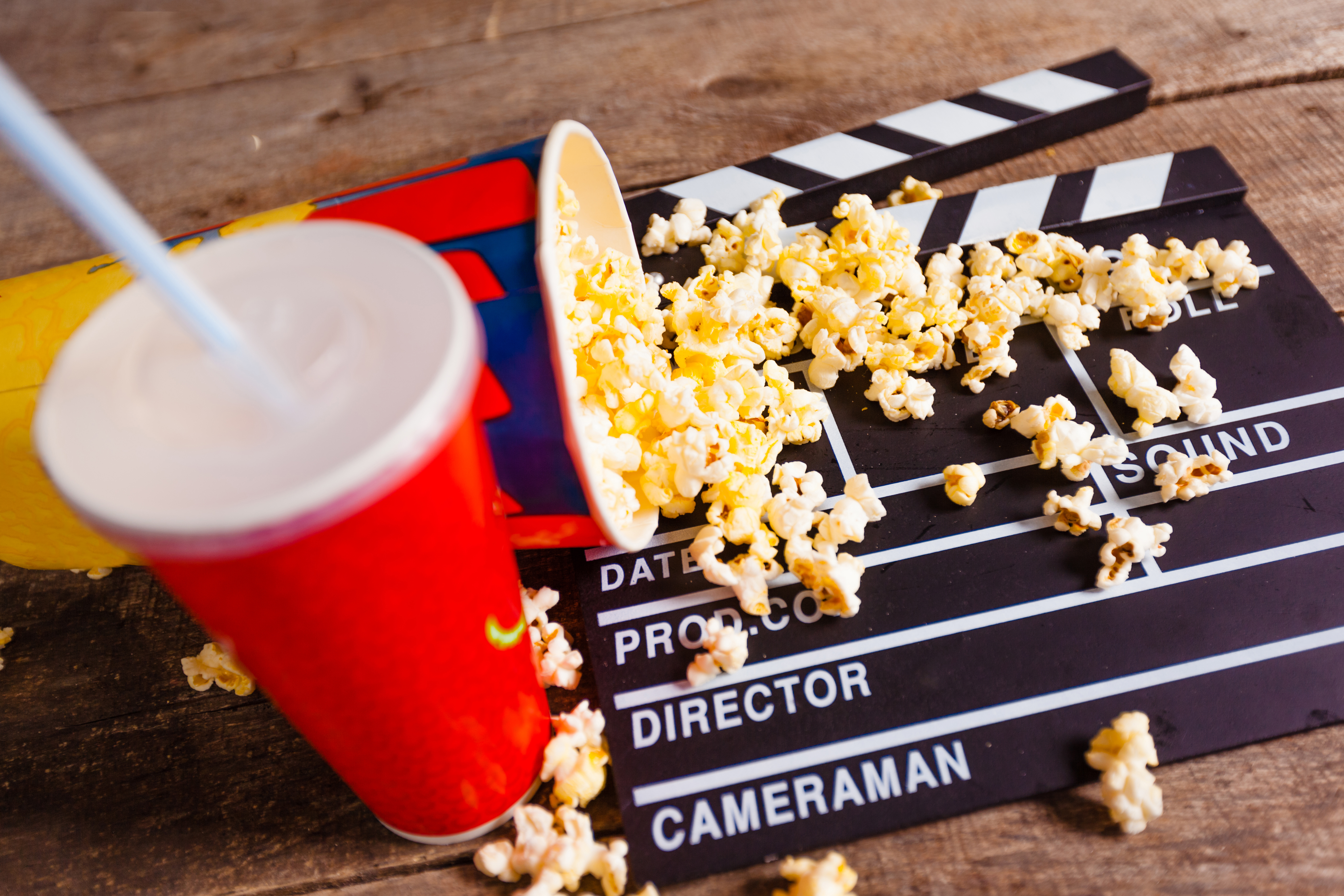 Premium movie theater concessions - popcorn and drink delivered to seat