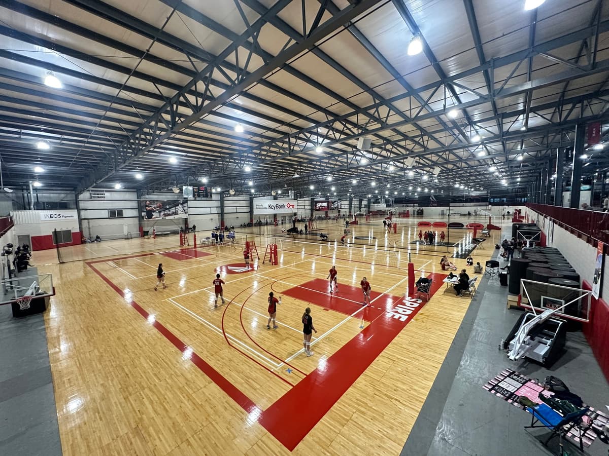 The volleyball courts inside Spire during a tournament