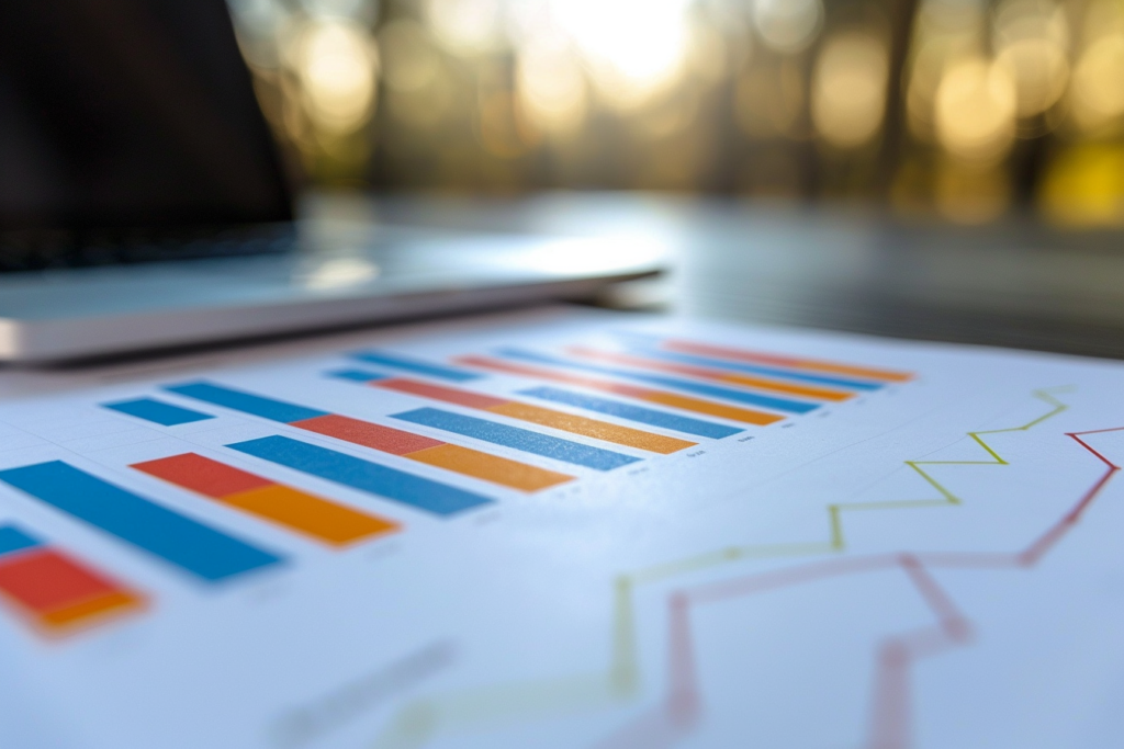 Close-up of a bar chart and line graph representing financial growth and benefits